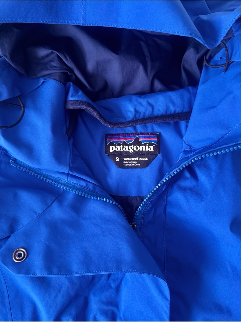 Patagonia Women's Blue Hooded Trench Lined Jacket H2N0 Size S - Picture 2 of 8